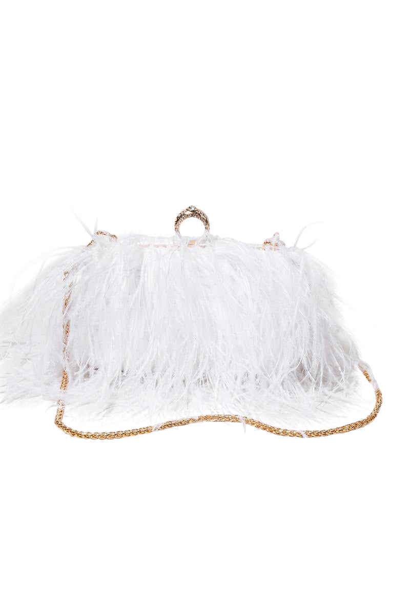 White feather clutch sale