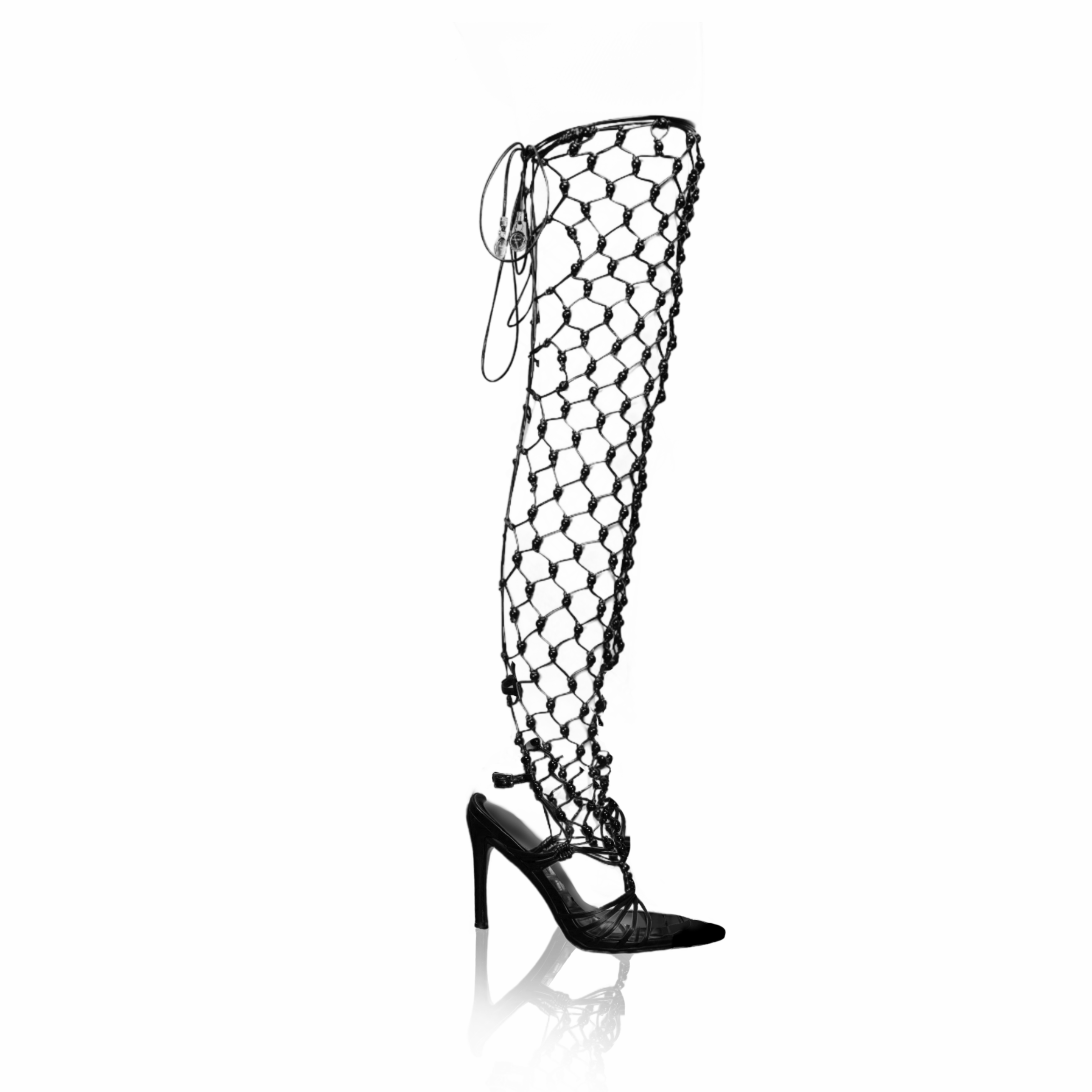 Franki Lux Net Thigh High Sandals