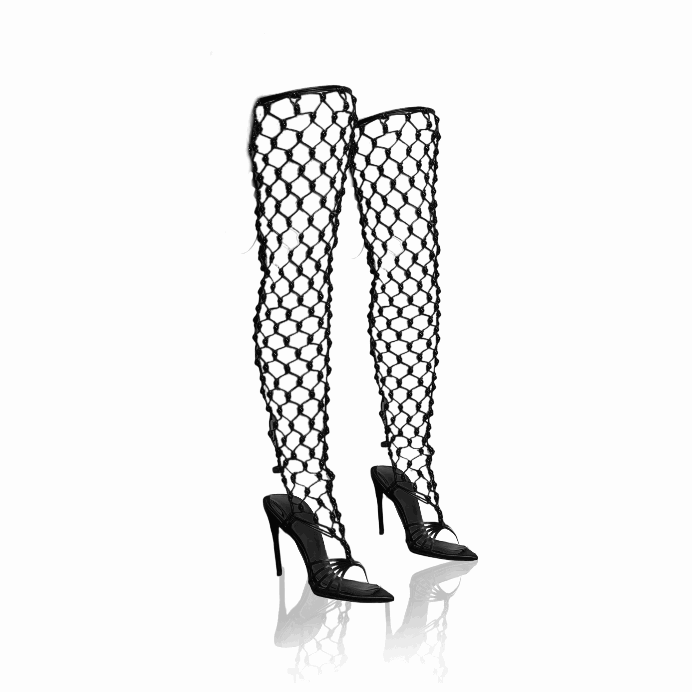 Franki Lux Net Thigh High Sandals