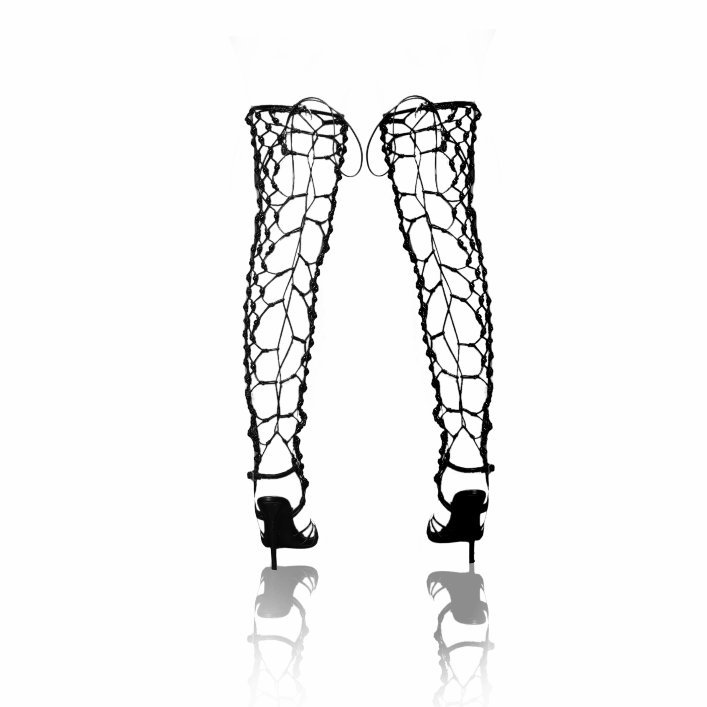 Franki Lux Net Thigh High Sandals